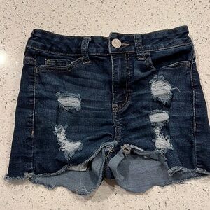 SO Dark Denim High Rise Shortie Shorts Size 3/26